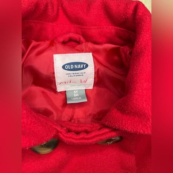 Old Navy red Double-Breasted Peacoat for Toddler sz 5T - Picture 4 of 6